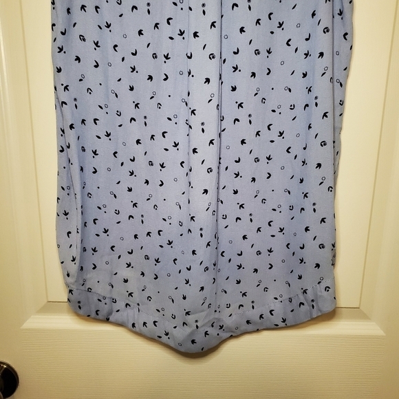 Free People Blue Abstract Floral Print Tie Front Blouse Size Medium - Picture 7 of 9